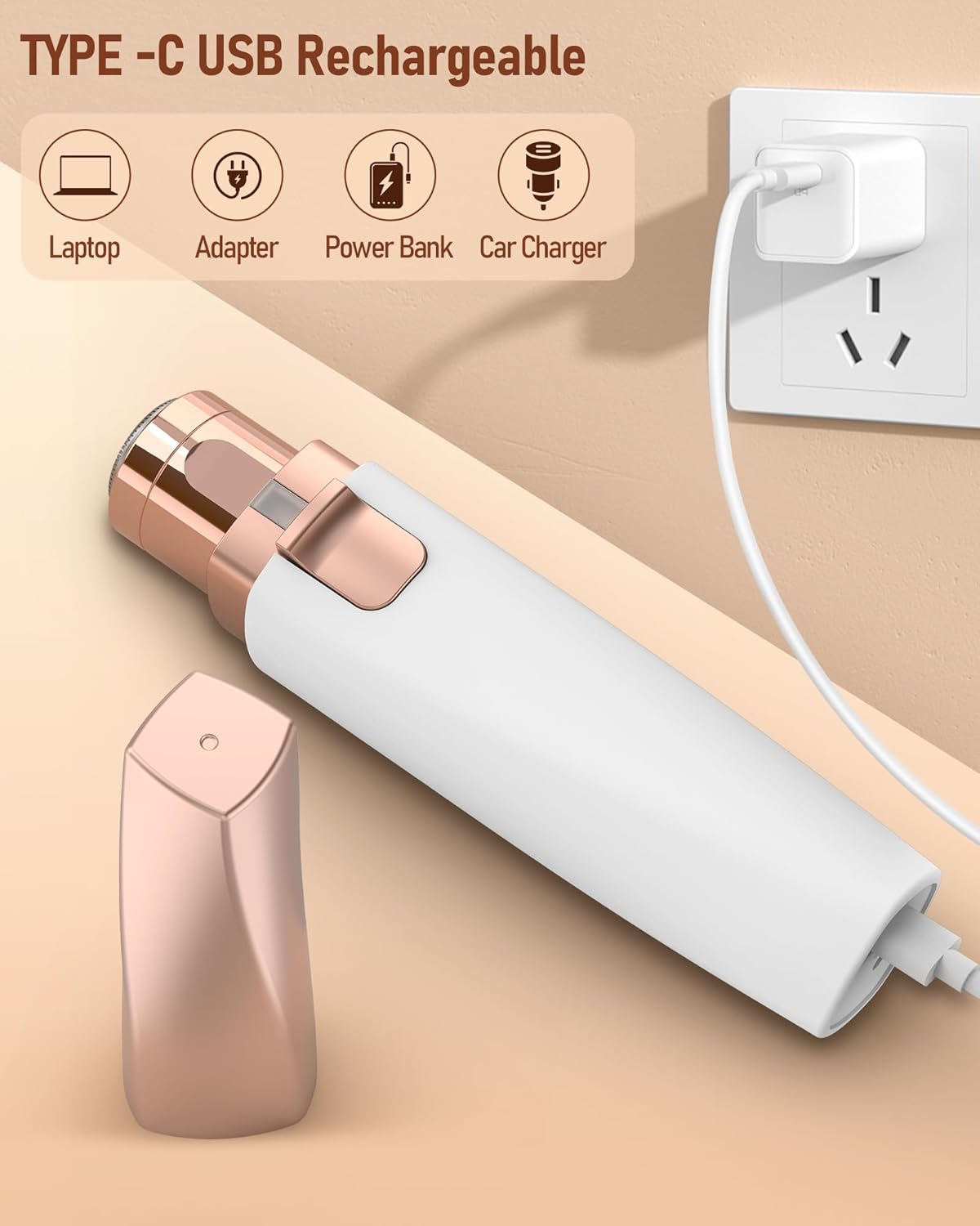 2-in-1 Eyebrow & Facial Hair Trimmer for Women – Gentle Hair Removal with Built-In LED Light, Ideal for Face, Lips & Body