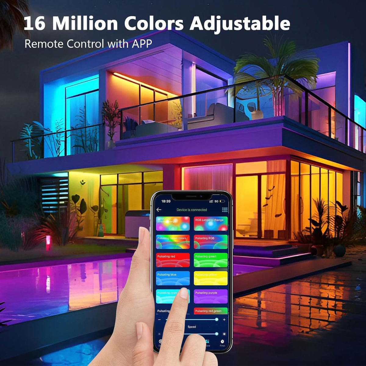 Led Strip Light, 10m Led Lights, Cuttable Led Light Strips with Smart App Control Remote, Music Sync Colour Changing RGB Led Strip Lights for Room Decoration