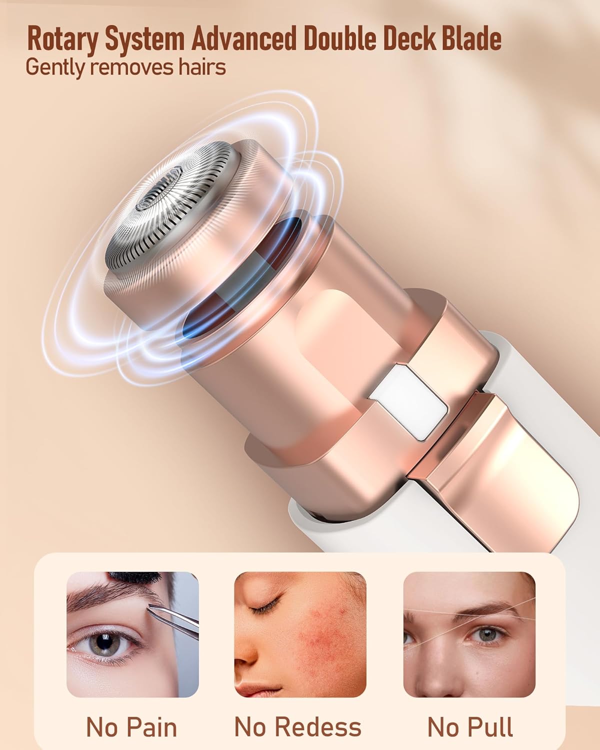 2-in-1 Eyebrow & Facial Hair Trimmer for Women – Gentle Hair Removal with Built-In LED Light, Ideal for Face, Lips & Body