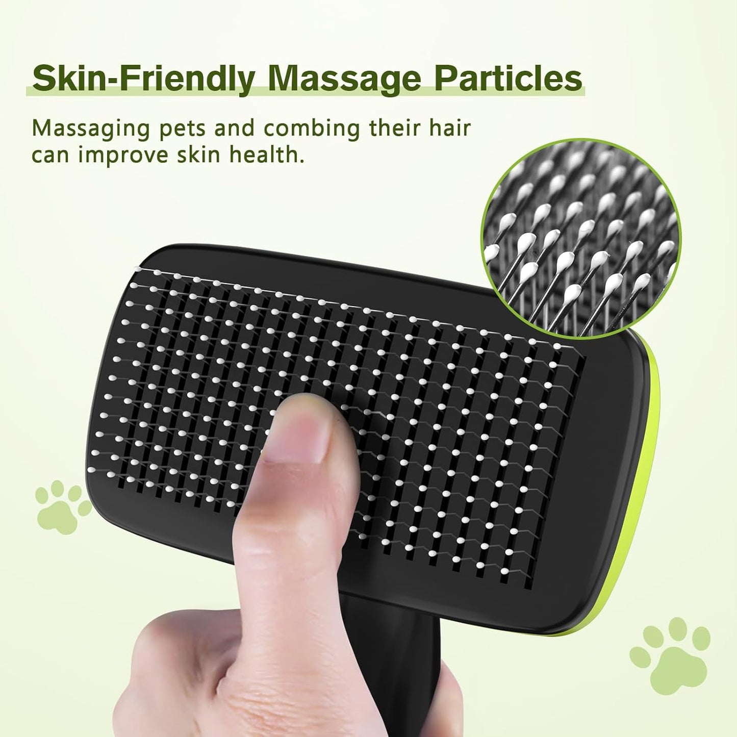 Pecute Cat and Dog Brush for Grooming - Self Cleaning Slicker With Rounded Pins for Short Haired Cats and Small Dogs - Safe and Smooth