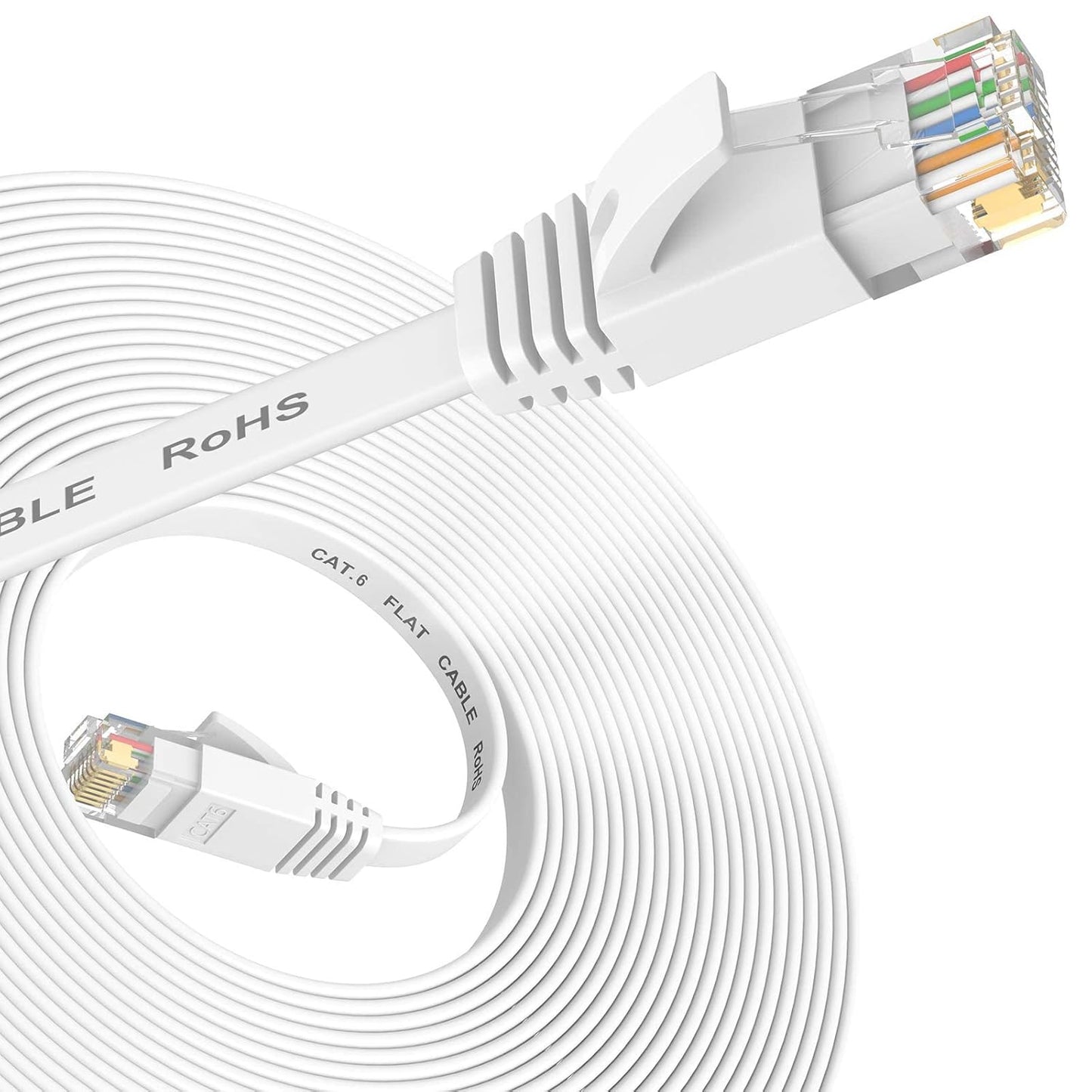 Nixsto Ethernet Cable 5M, Cat6/Cat 6e Ethernet Cable High Speed with Network Patch Cords, LAN Cable with Rj45 Connector for Router Modem Faster Than Cat 5e/Cat 5-White
