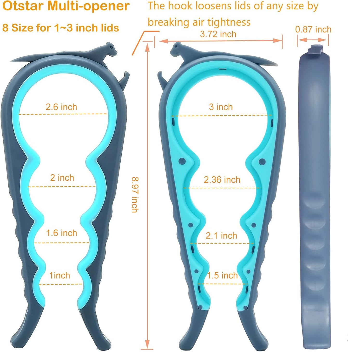 Otstar Jar Opener Bottle Opener and Ring Pull Can Opener for Weak Hands Arthritis Hands, Elderly