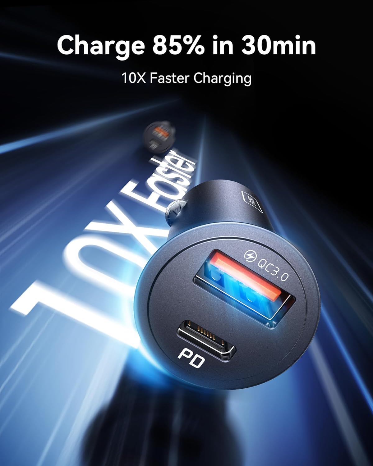 INIU Car Charger, Cigarette Lighter USB Charger Total 60W [USB C 30W+USB A 30W] 12V USB Socket, PD3.0 Fast Charge Car Phone Charger Metal Adapter for iPhone 16 15 14 13 12 Pro Max iPad Samsung Google