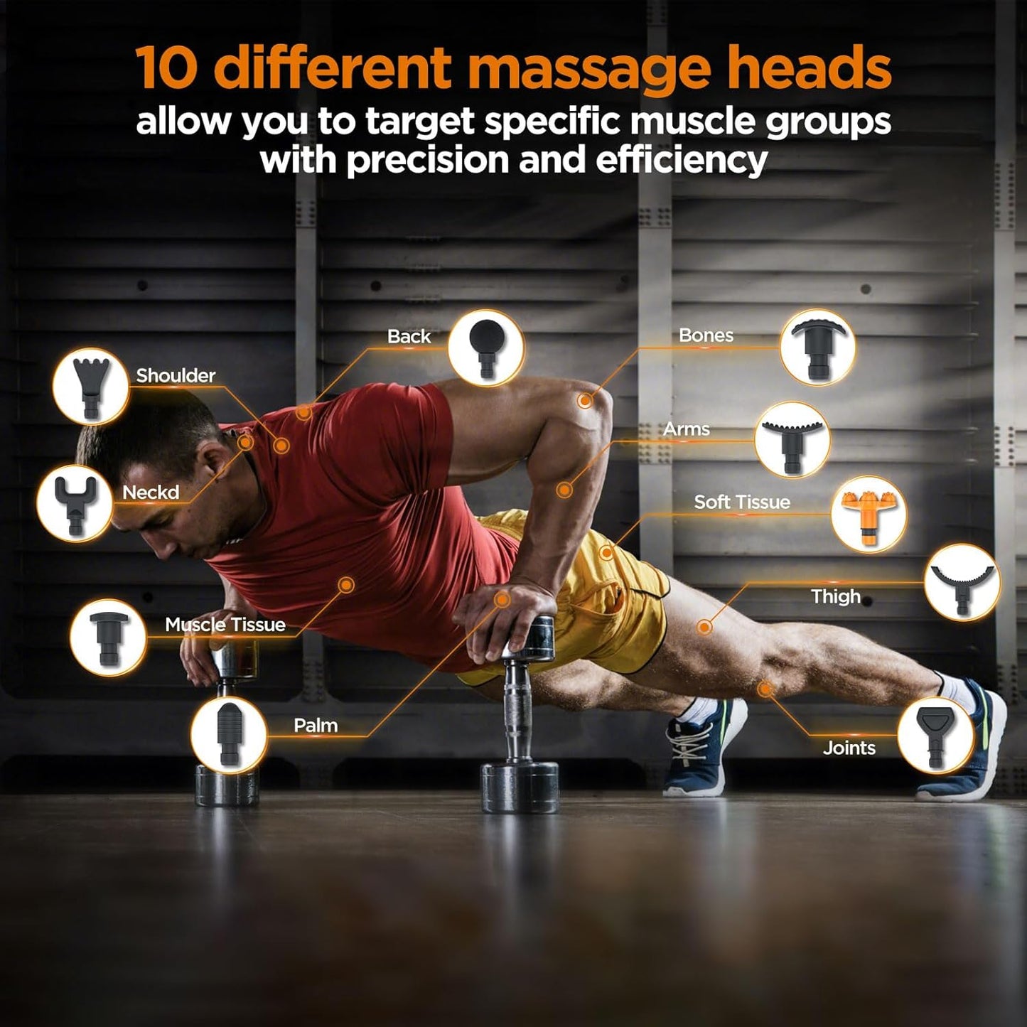 Portable Deep Tissue Massage Gun – 30-Speed Muscle Massager with LCD Touch Screen & 10 Attachment Heads – Ideal for Body, Back & Shoulder Relaxation
