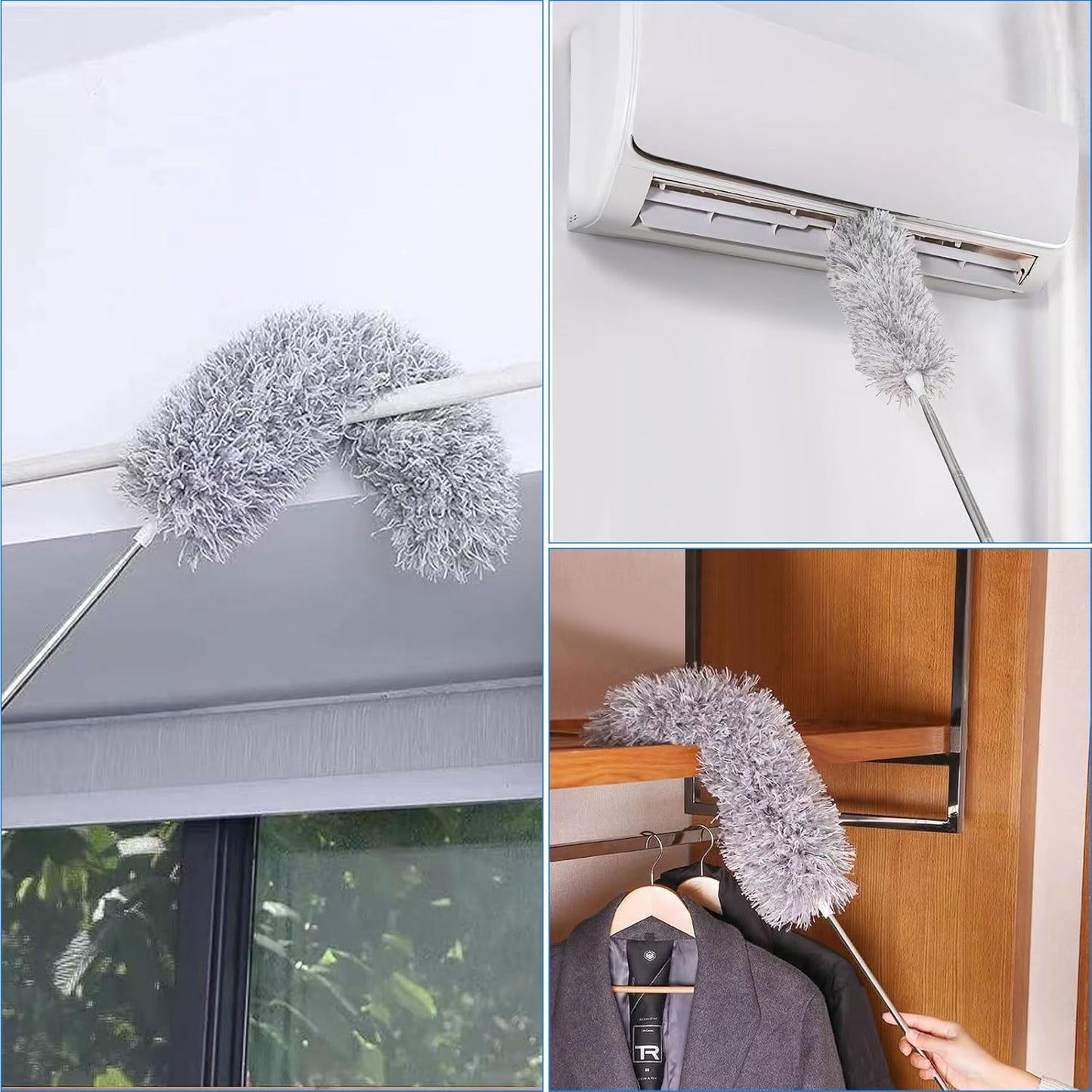 ASelected Extendable Microfiber Duster Duster with 108" Telescoping Extension Pole No Scratch to Ceiling Washable Hand Duster for Cleaning High Ceiling Fans Blinds Cobweb Cars