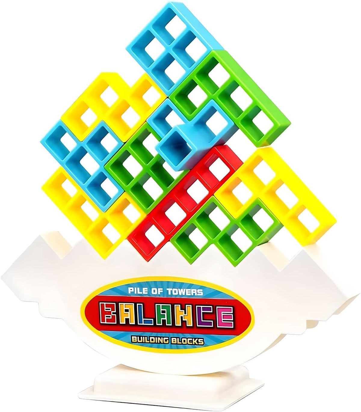 Deyaah 16Pcs Tetra Tower Balance Game, Stacking Blocks Games, Balancing Swing Stacking Fun Toys Building Blocks for Family Games, Parties, Travel, Team Building Blocks Toy