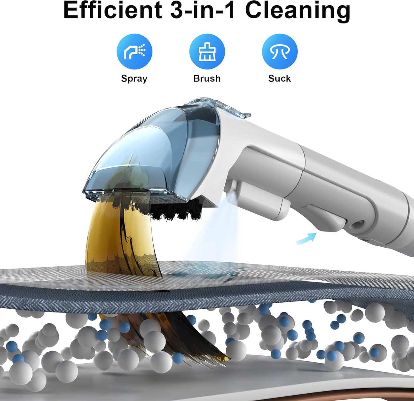 Rivenara Carpet Spot Upholstery Cleaner - Handheld Sofa Stain Striker 450W Wet Washer Machines Vacuum Portable Compact Cleaning Machine Small Mini Messy Tool for Pets Home Rug Couch Car Seats