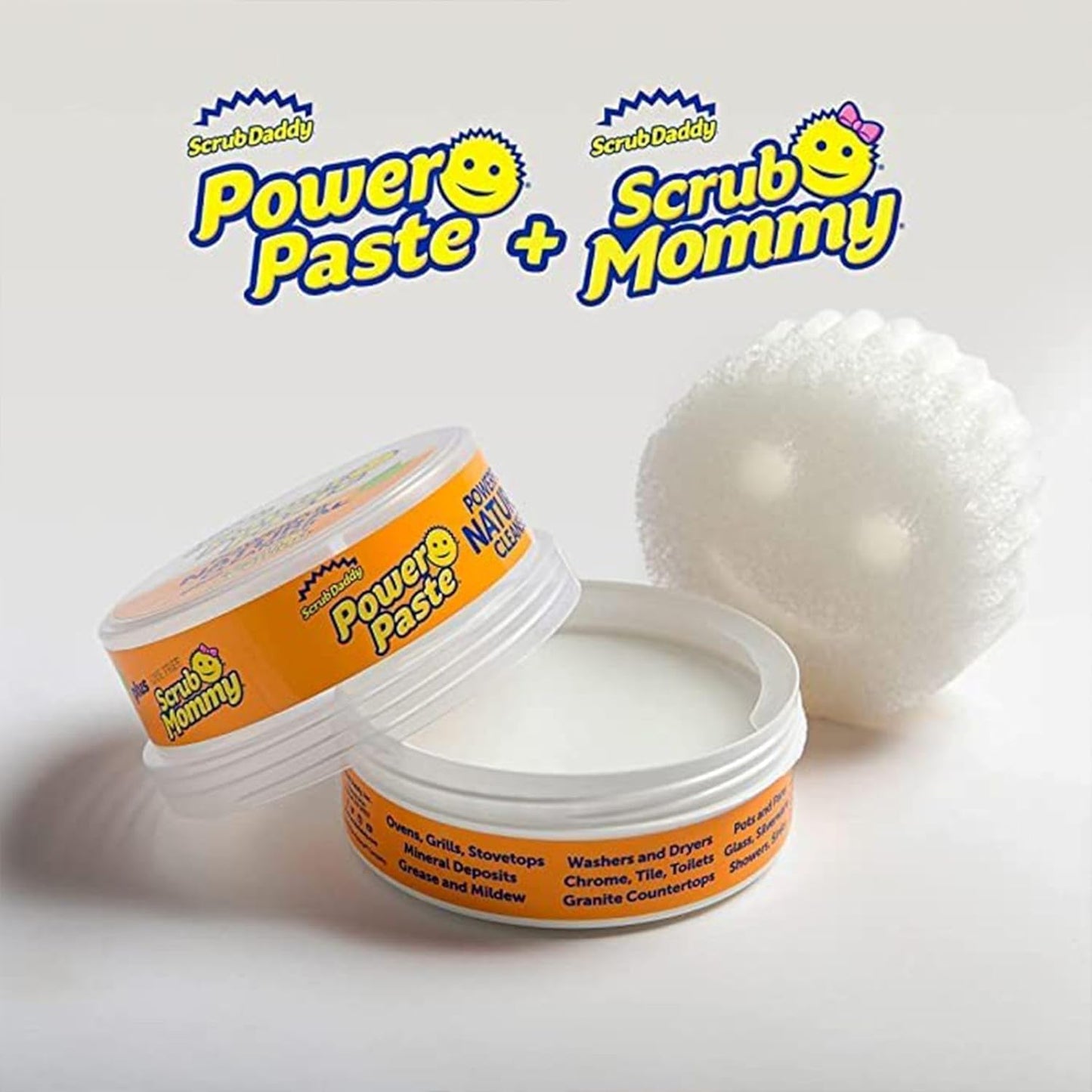 Scrub Daddy Power Paste All Purpose Cleaner - Oven Cleaner Heavy Duty Cleaning Products for Kitchen Appliances, Cooker, Air Fryer, Induction Hob, Shower, Bath & Sink - Kit With Scrub Mommy Sponge
