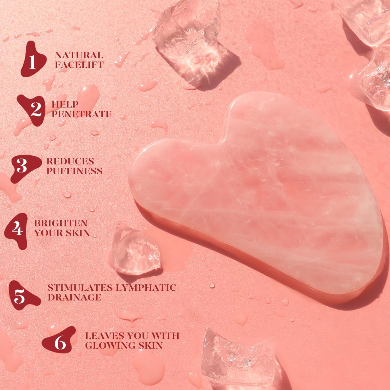 BAIMEI Gua Sha & Jade Roller,Guasha Tool face, Self Care Gift for Women and Men, Massager for Face, Eyes, Neck Care, Skin Care Gifts - Rose Quartz