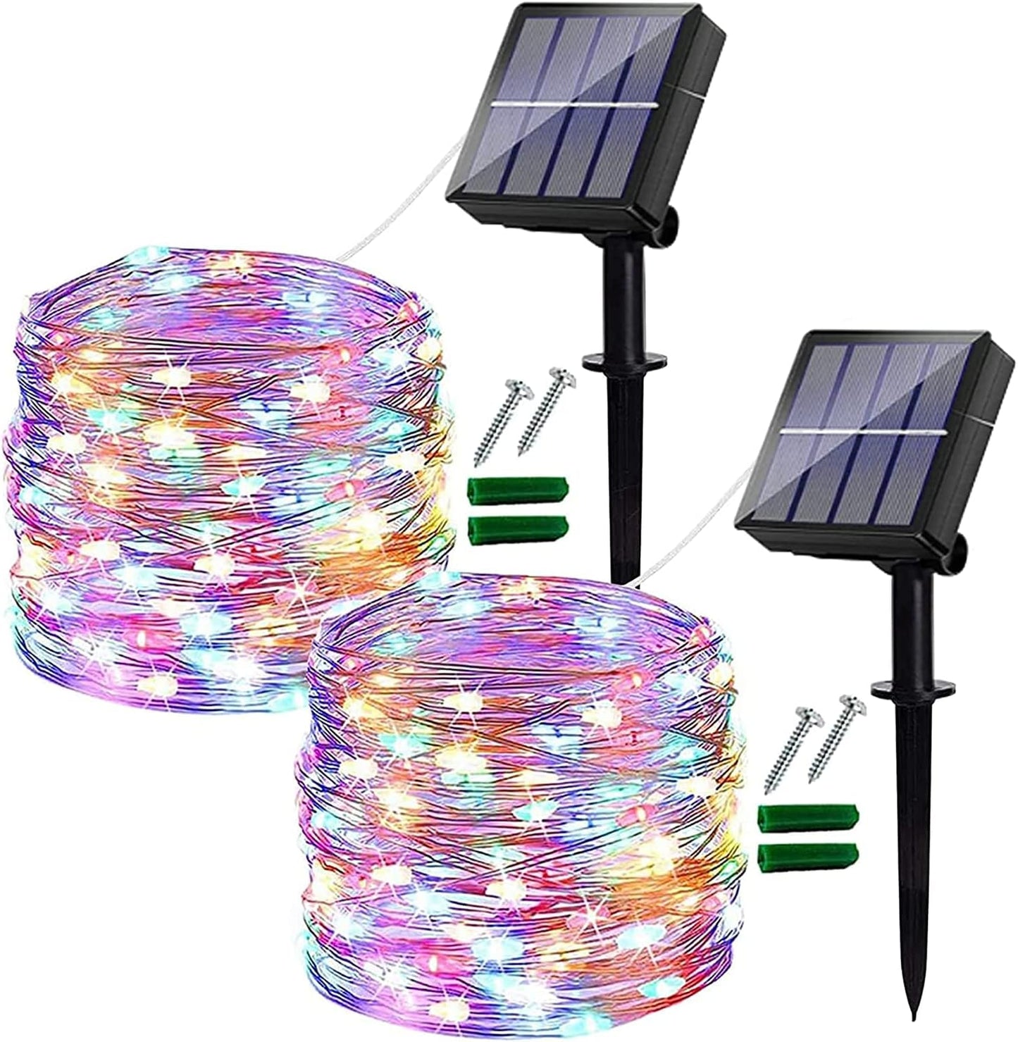 Ligarko Solar Fairy Lights Outdoor – 2 Pack, 14m/46ft Each – 120 LED Waterproof Copper Wire String Lights with 8 Modes – Multi-Coloured Garden & Party Decoration