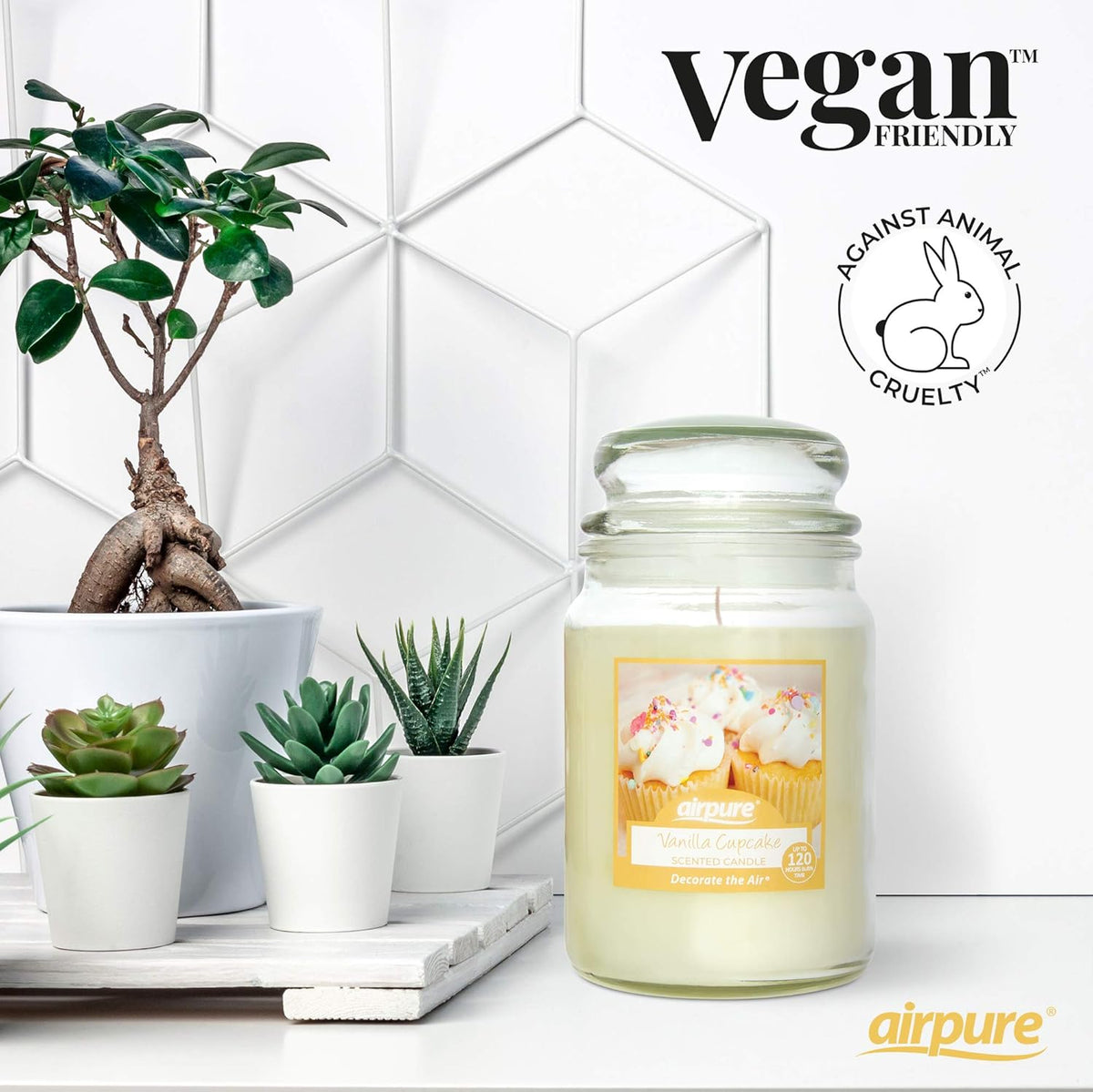 AIRPURE Large Candle Scented, Vanilla Cupcake Fragrance, 18oz Jar, 120 Hour Ornamental Candles, Fill The Room with a Warm and Homey Fragrance, for The Bedroom, Bathroom, Family Room of Office