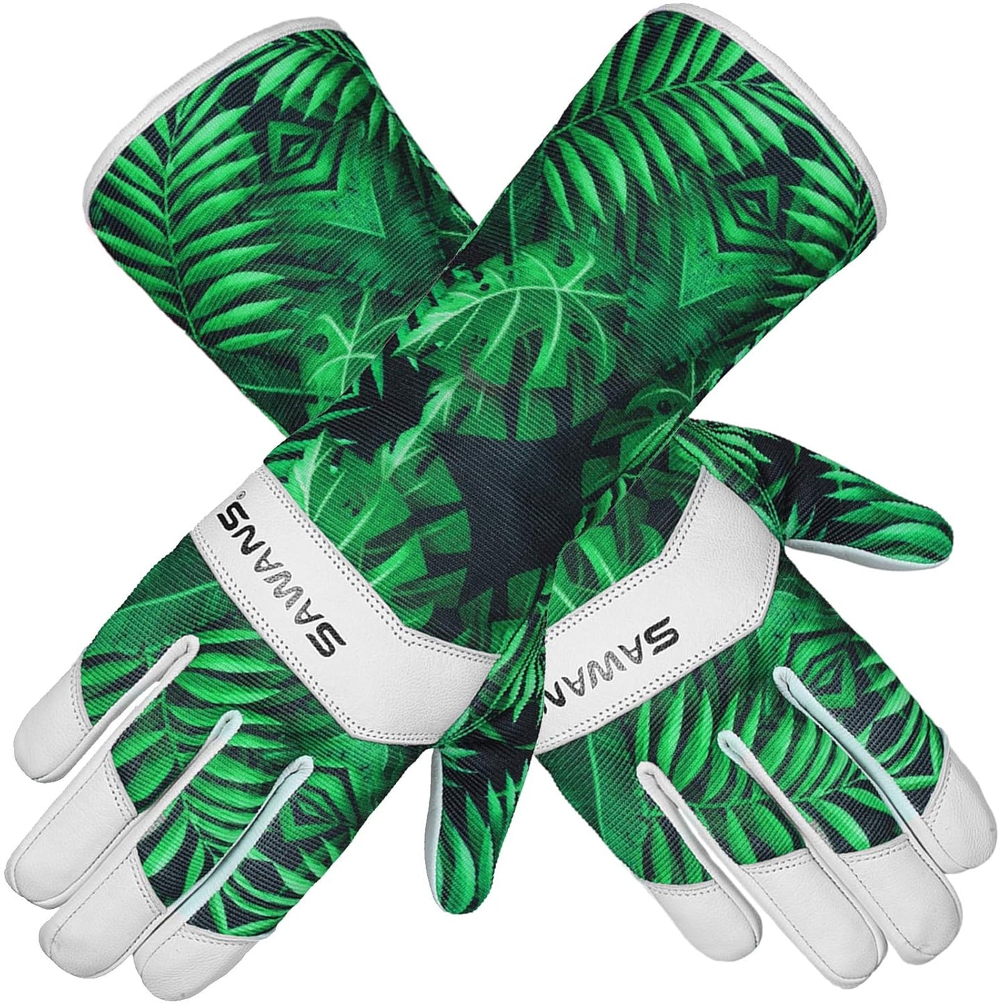Leather Gardening Gloves Ladies Men/Women Short & Long Forearm Protection Thorn Proof Breathable Spandex Goatskin Leather Rose Pruning Garden Safety Work Gloves, Best Garden Gifts (Long Gloves, L)
