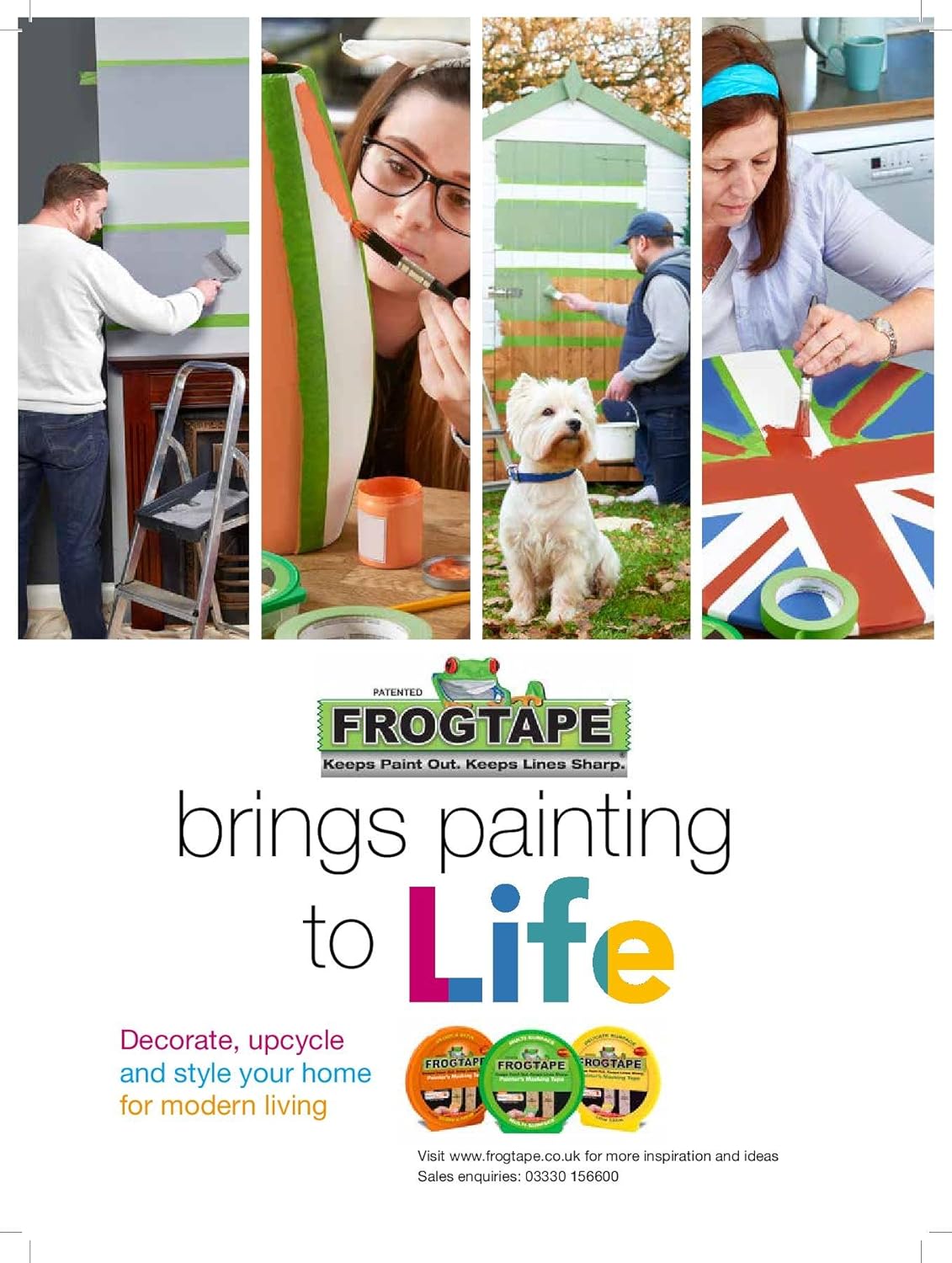 Frog Tape Green Multi Surface Painters Masking Tape, Indoor Painting and Decorating For Sharp Lines and No Paint Bleed 36mm X 41.1m