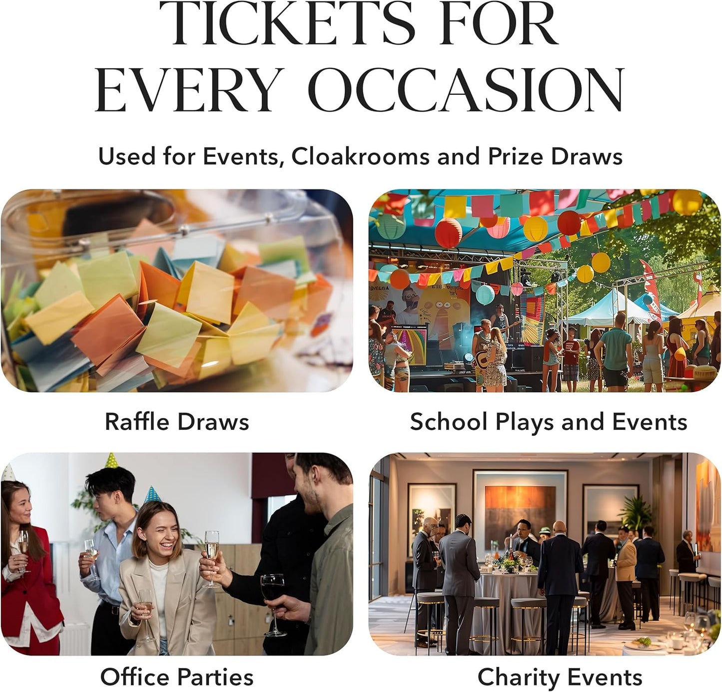 SIC ® 5-Pack Raffle Tickets Books 1-1000 – Cloakroom & Tombola Drum Tickets with Security Numbering – Numbered Raffle Books – Ideal for Fundraising, Prize Draws & Charity Events