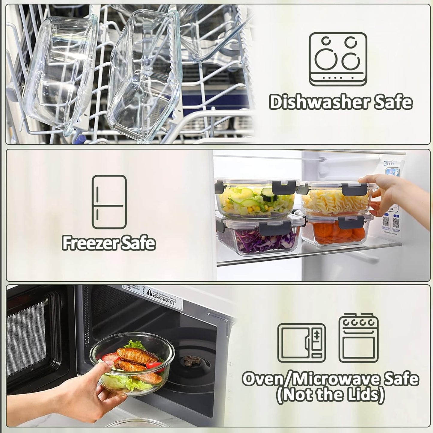 MCIRCO 24-Piece Glass Food Storage Containers with Snap Locking Lids, Glass Meal Prep Containers Set, Airtight Lunch Containers, Microwave, Oven,Freezer and Dishwasher Friendly
