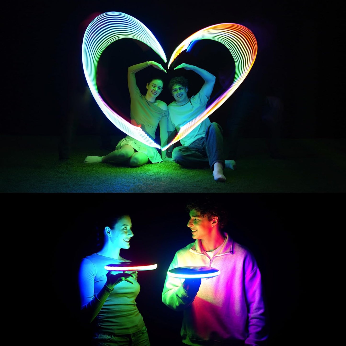 TOSY Flying Disc - 16 Million Color RGB LEDs, Extremely Bright, Smart Modes, Auto Light Up, Rechargeable, Waterproof, Birthday, Camping Gift, 175g Frisbee