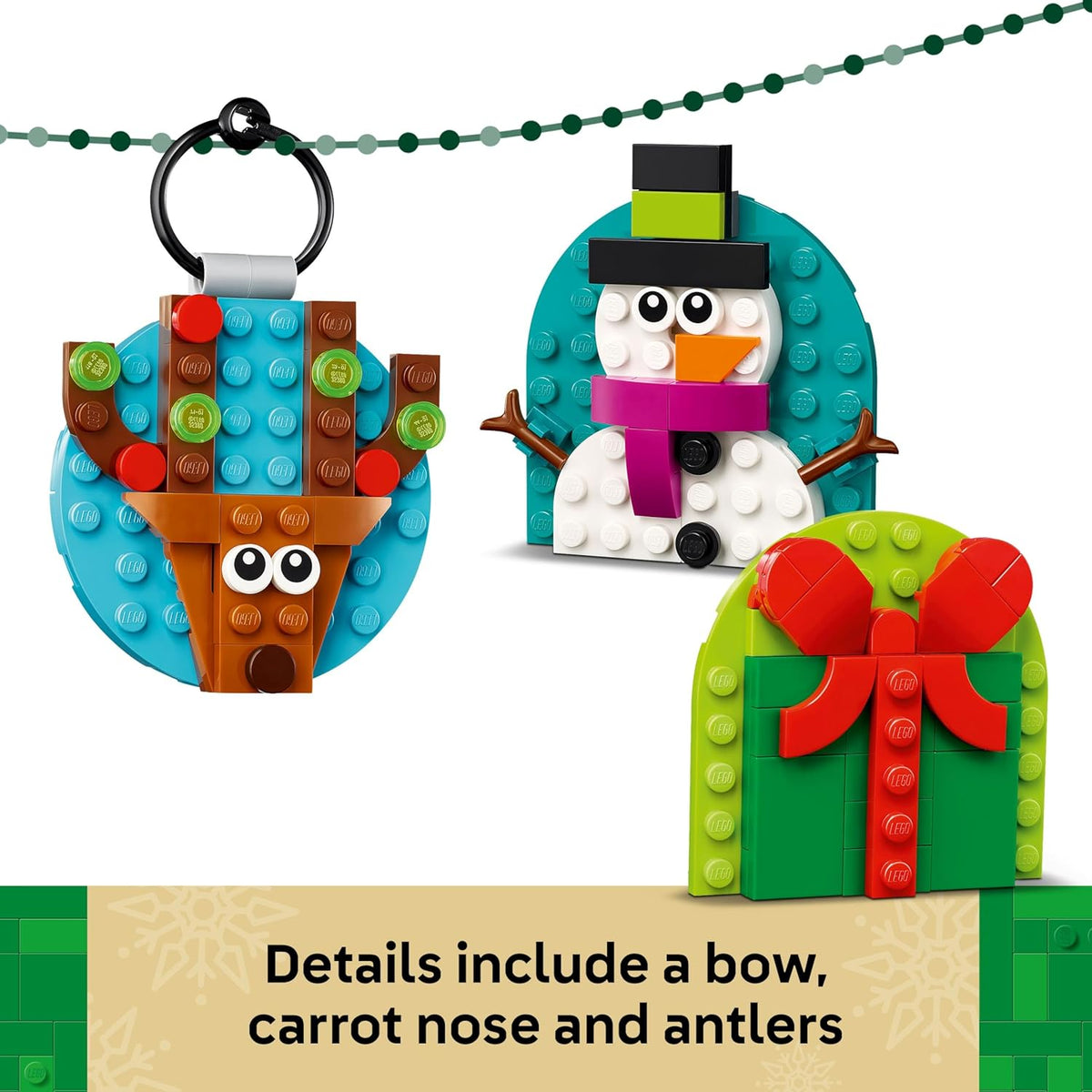 LEGO Christmas Ornament Selection - Building Toy with 4 Hanging Decorations incl. Santa, a Snowman & a Reindeer - Fun Family Activity for 6+ Year Old Girls & Boys - 40744