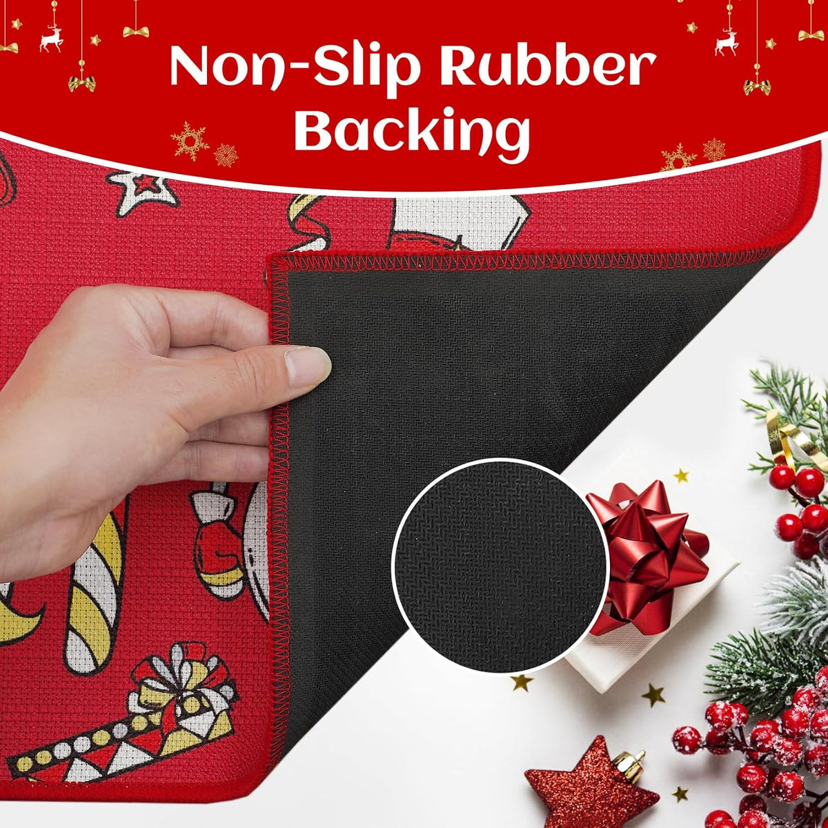 CAROMIO Christmas Kitchen Carpet Runners 40x60 + 40x120 cm Kitchen Rugs Washable 2 Pieces Rubber Backing Non Slip Floor Mats for Kitchen Dining Room Hallway Christmas Rug Snowman