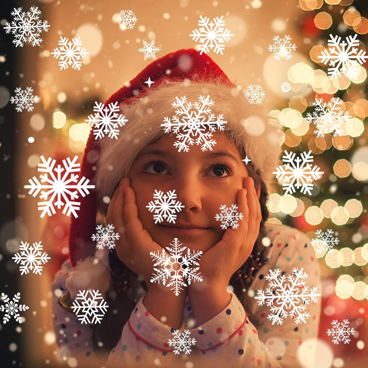 Exiiantag 262Pcs Christmas Window Stickers,Reusable Christmas Snowflake Stickers,Removable Static Clings Snowflakes Window Clings for Xmas Decoration