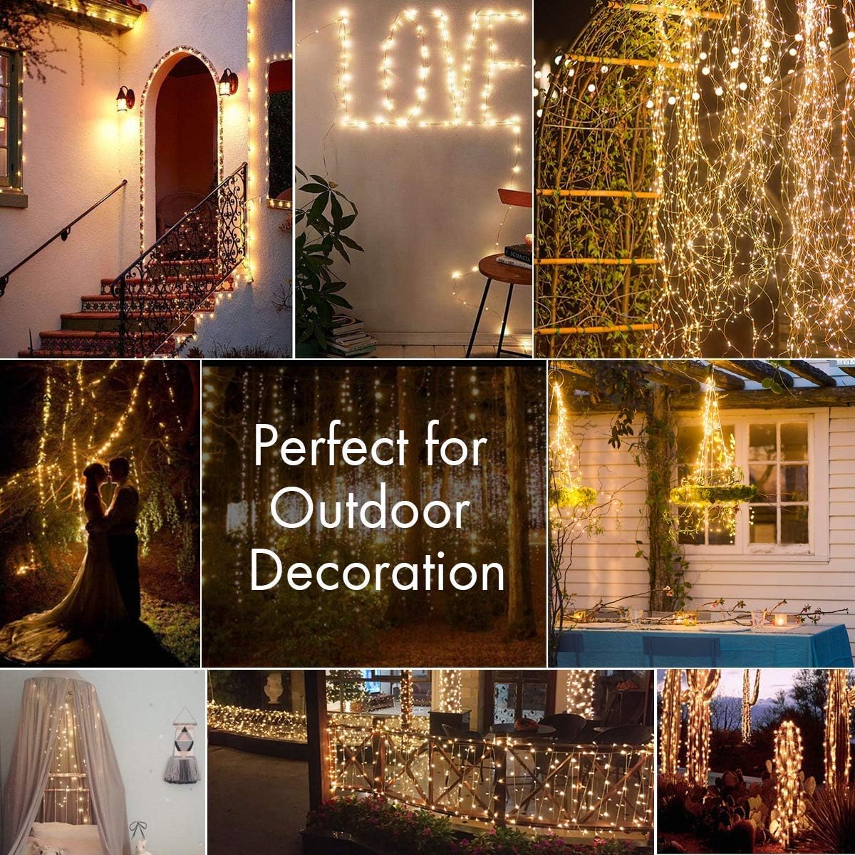Augone [2 Pack] String Lights 120 LED Lights 40ft 8 Modes USB Plug-in Lights Waterproof for Outdoor/Indoor Copper String Lights with Remote Timer for Bedroom Party Wedding Christmas (Warm White)