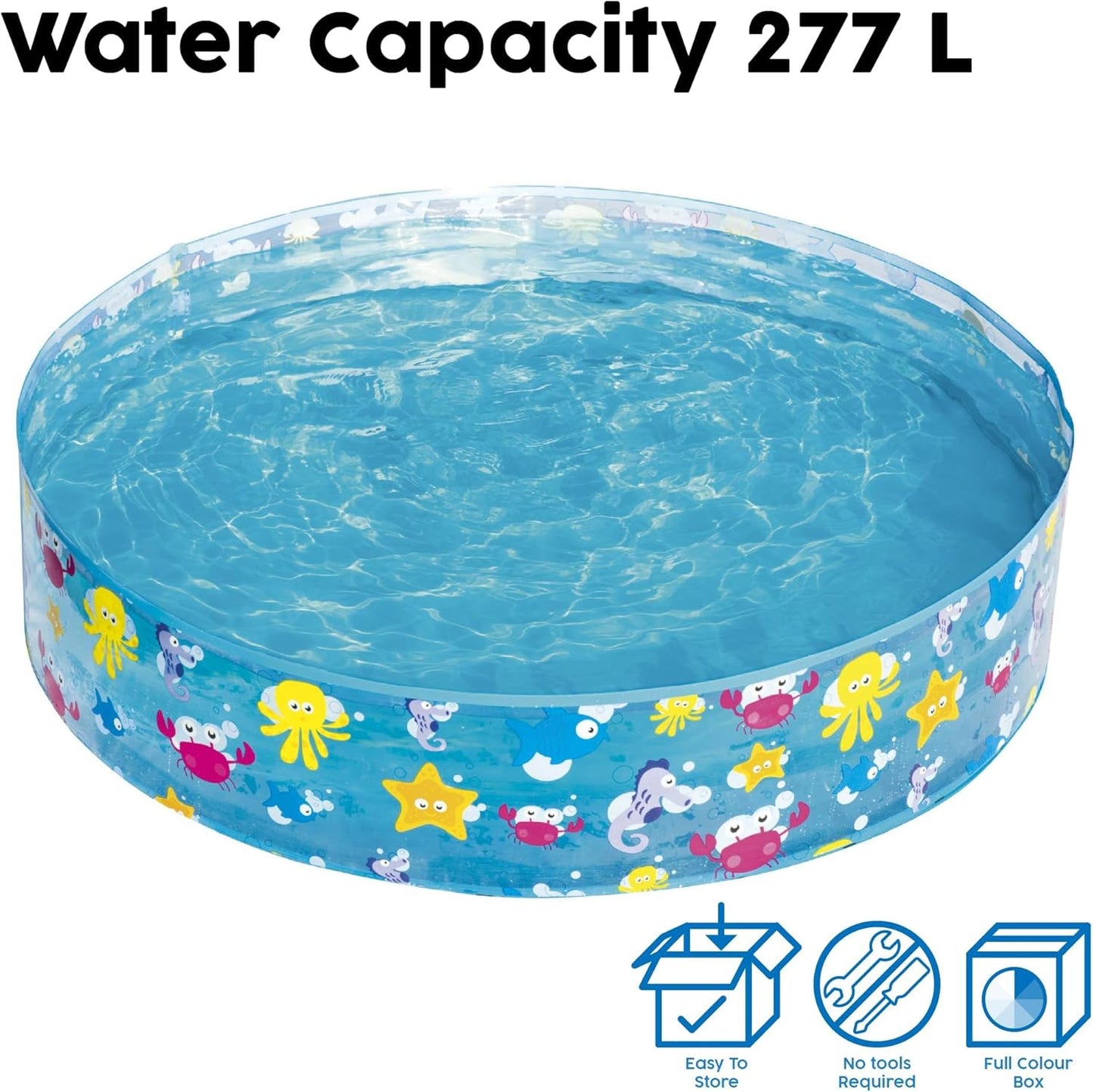 Bestway Sea Creature Paddling Pool Kiddie Swimming Pool, Inflatable Above Ground Pool, Outdoor Garden Pool, Blue, 48 x 10 Inch