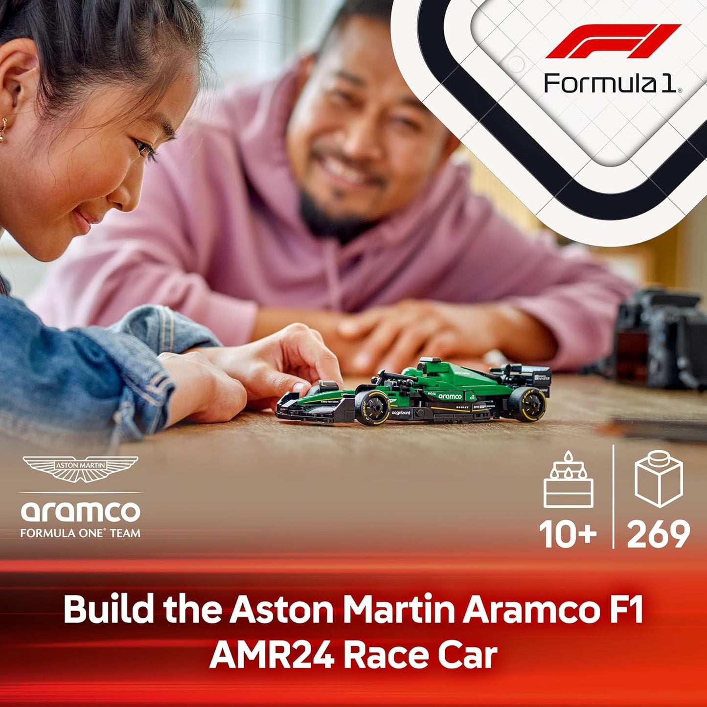 LEGO Speed Champions Aston Martin Aramco F1 AMR24 Race Car Toy with a Collectible Formula 1 Driver Minifigure - Model Kits for 10+ Year Old Boys & Girls or Adult Motorsport Fans 77245