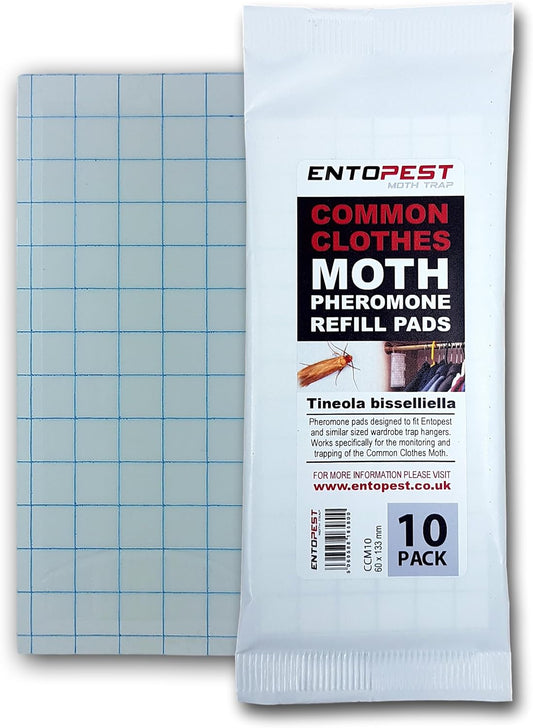 Entopest 10-Pack Clothes Moth Monitoring Traps – Refill for Room & Wardrobe Hanger Units – For Detection of Tineola bisselliella