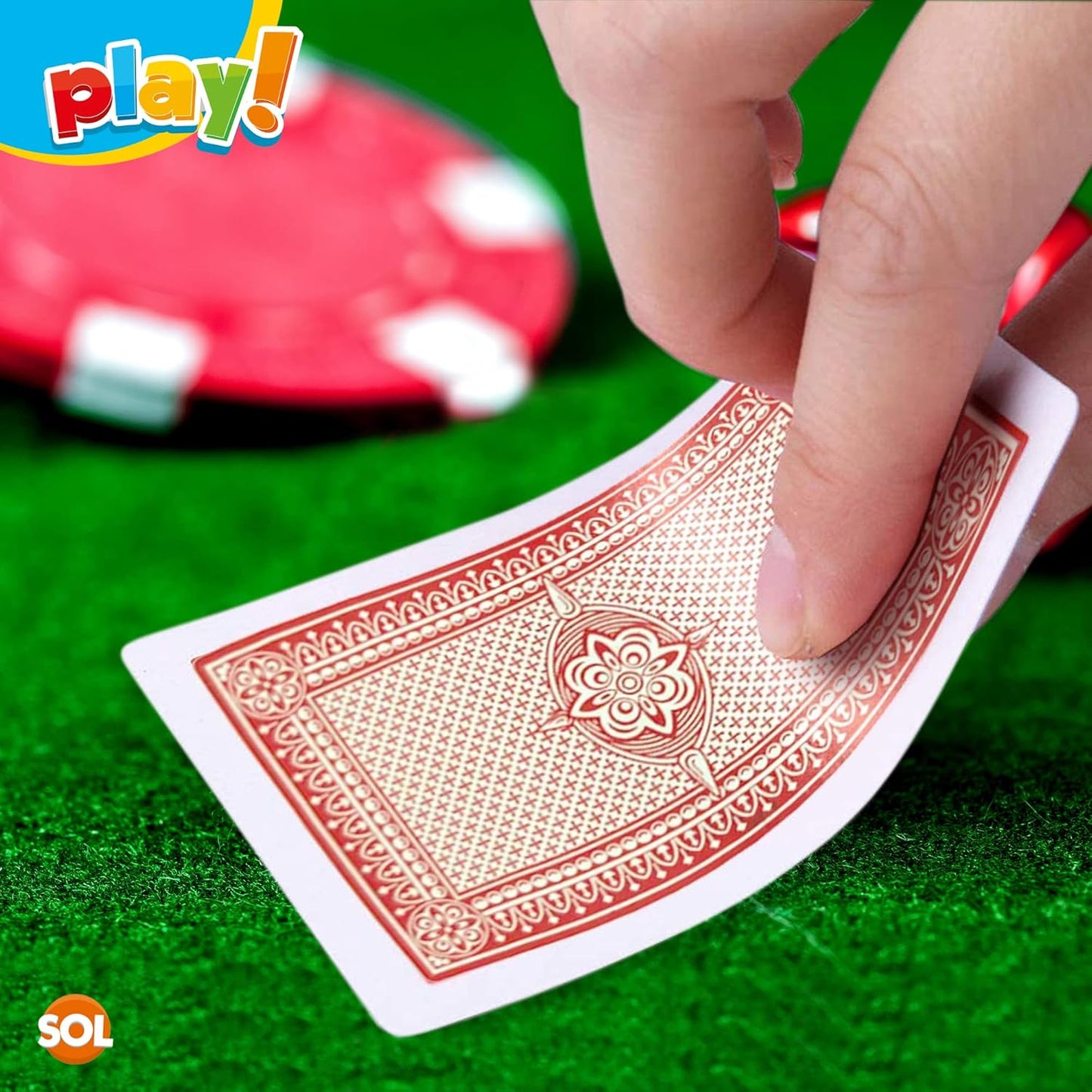 SOL 2pk Playing Cards, Standard UK Deck for Kids or Adults, Plastic Play Multi pack, Waterproof Poker Gift Set, Premium, Lightweight, Cool Design for Fun Game Nights, Travel and Entertainment