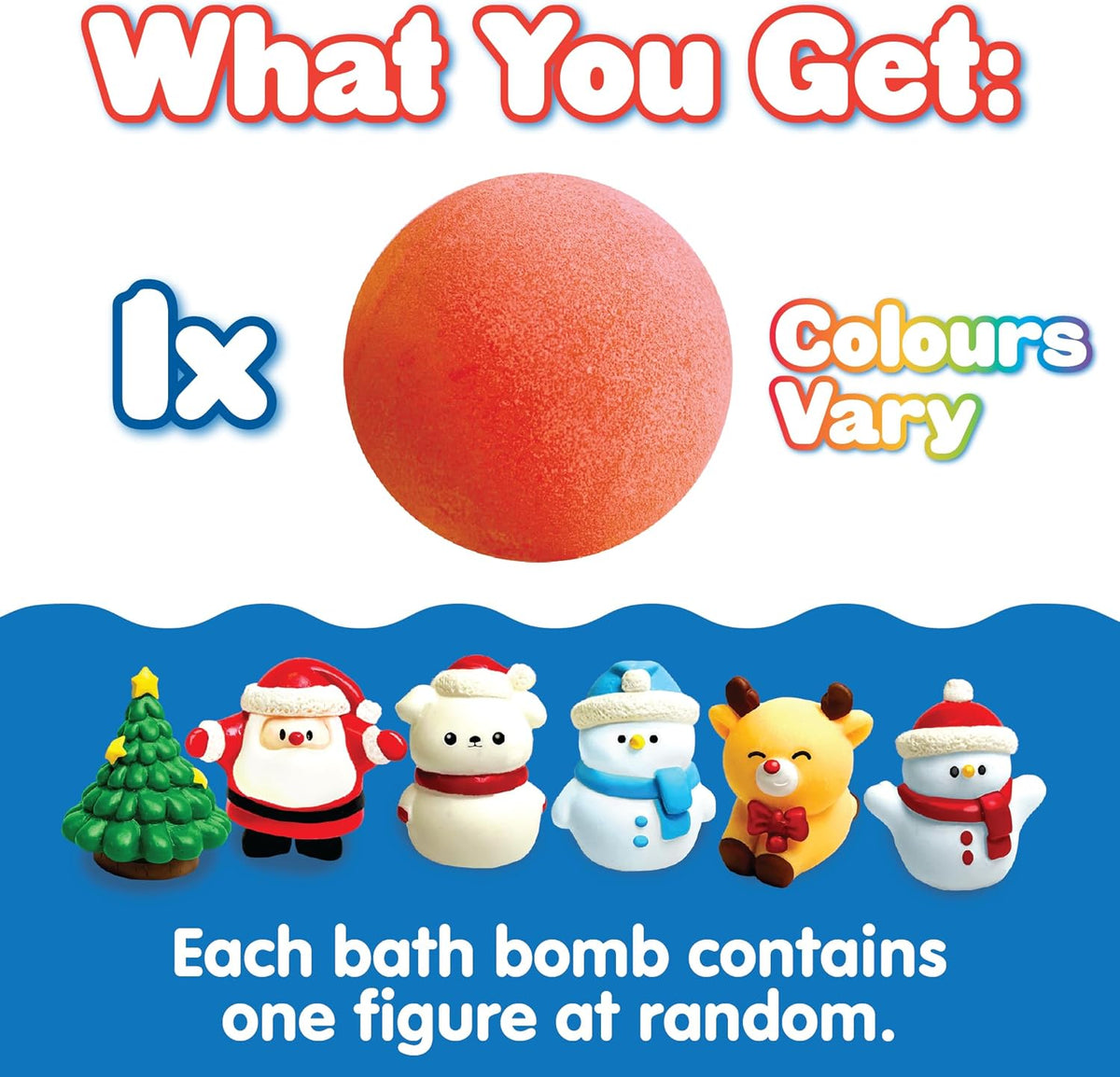 ZIMPLI - Large Santa Surprise Bath Bomb, Contains 6 Surprise Christmas Toys to Collect in Total, One per Baff Bomb, Stocking Filler for Boys Girls 4 5 6 7 8 9