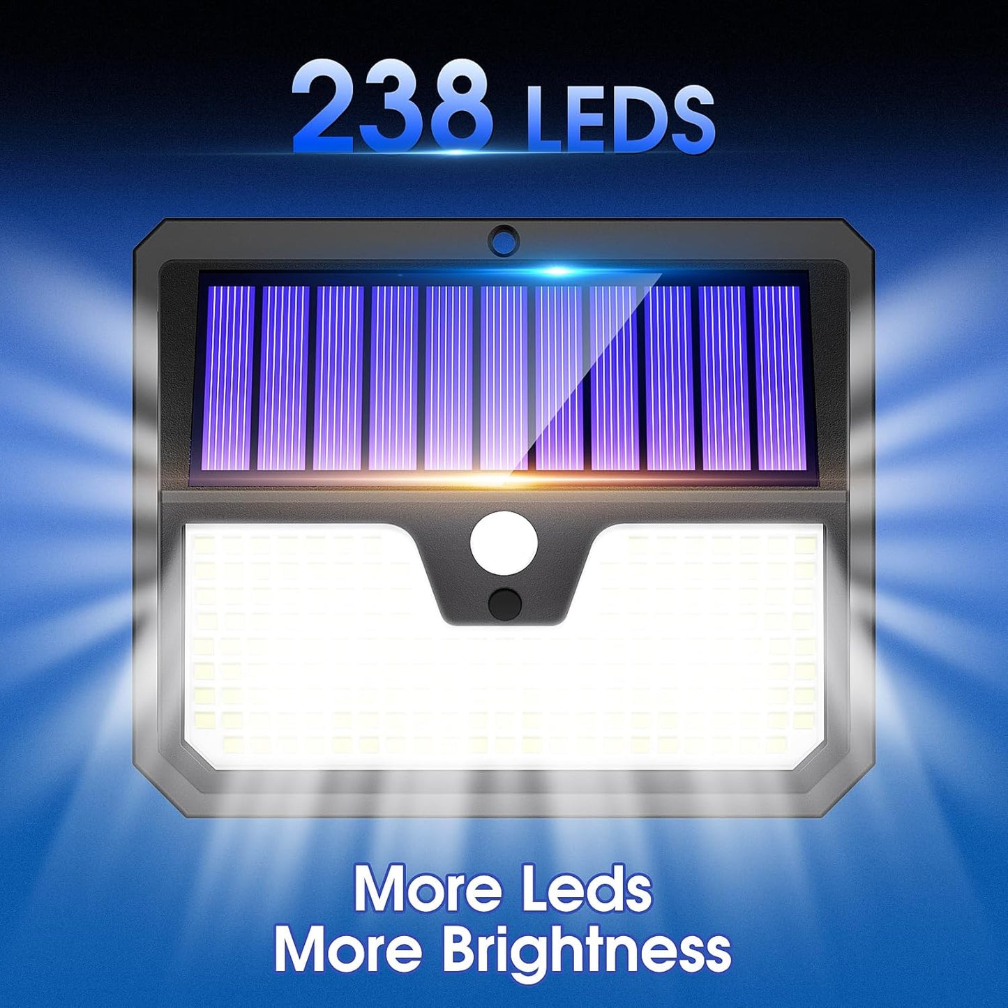 Outdoor Solar Lights, 238 LED Solar Security Lights and 3 Modes Motion Sensor 270° Wide Angle Solar Powered Lights IP65 Waterproof Solar Wall Light for Front Door, Yard, Garage, Garden (4 Pack) [Energy Class A+++]