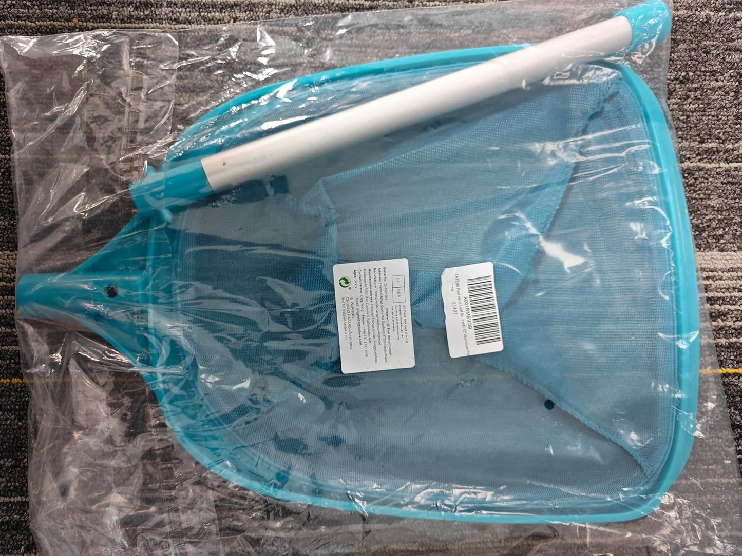 LATERN Pool Skimmer Net with Pole, 60CM Swimming Pool Leaf Cleaning Net Fine Mesh Skimmer with Pole for Cleaning Pool Garden Pond Fountain Tubs Spa Fish Tank