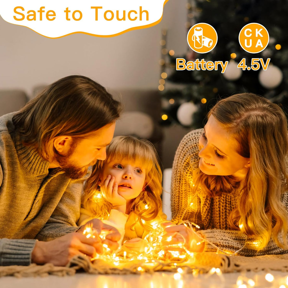 Ollny Fairy Lights Battery Operated, 10m 100 LEDs Bright Battery Powered String Lights, Warm White Outside Christmas Lights Waterproof with 8 Modes/Timer for Indoor Outdoor Bedroom Garden Decorations