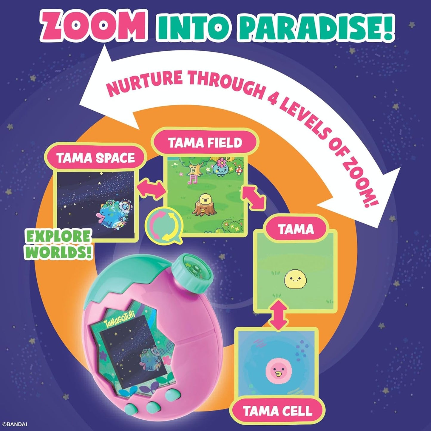 Bandai Tamagotchi Paradise Digital Pet Blue Water Shell | Evolved Electronic Pet Toy With Zooming Worlds | Tamagotchi Paradise Virtual Pets For Kids And Adults Make Fun Gifts For Girls And Boys