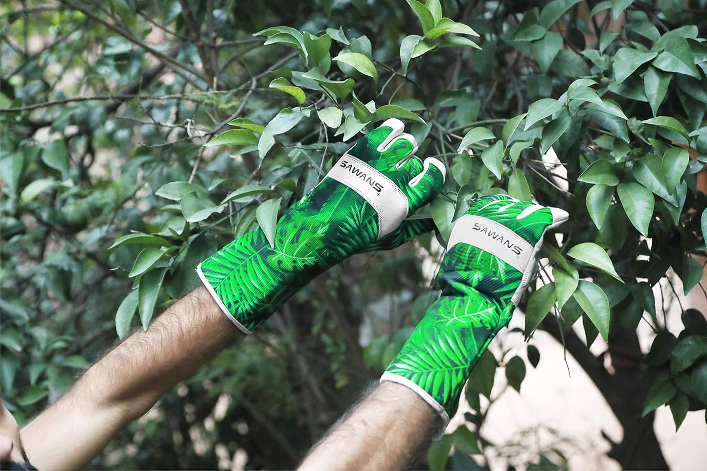Leather Gardening Gloves Ladies Men/Women Short & Long Forearm Protection Thorn Proof Breathable Spandex Goatskin Leather Rose Pruning Garden Safety Work Gloves, Best Garden Gifts (Long Gloves, L)