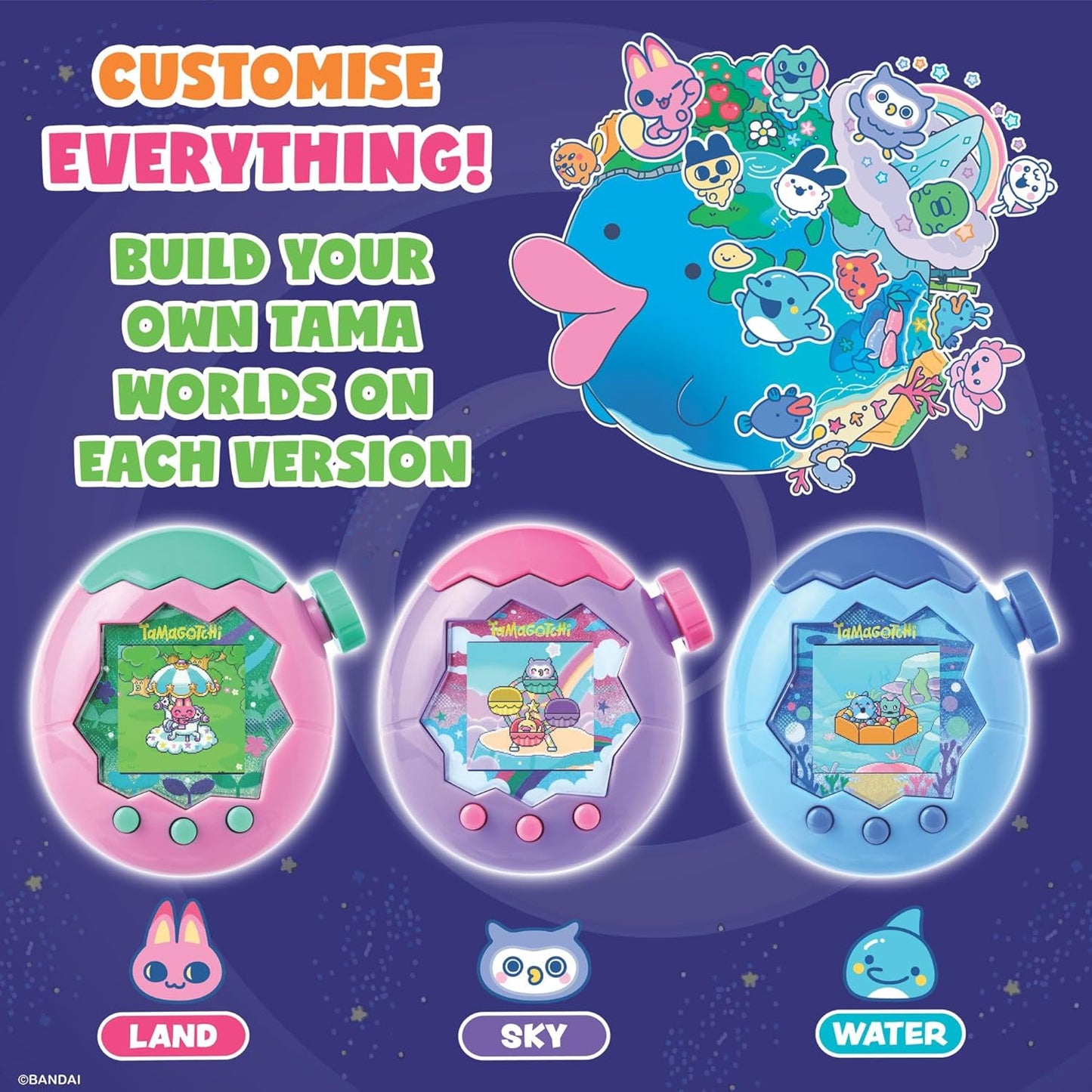 Bandai Tamagotchi Paradise Digital Pet Blue Water Shell | Evolved Electronic Pet Toy With Zooming Worlds | Tamagotchi Paradise Virtual Pets For Kids And Adults Make Fun Gifts For Girls And Boys