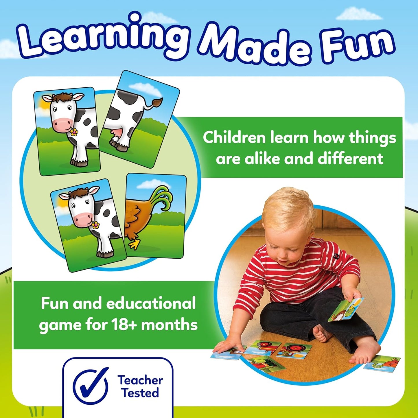 Orchard Toys Farmyard Heads and Tails Game, Memory & Matching Pairs Card Game, Educational Games and Toys for Toddler and Preschool, 18-Month-Old and Up