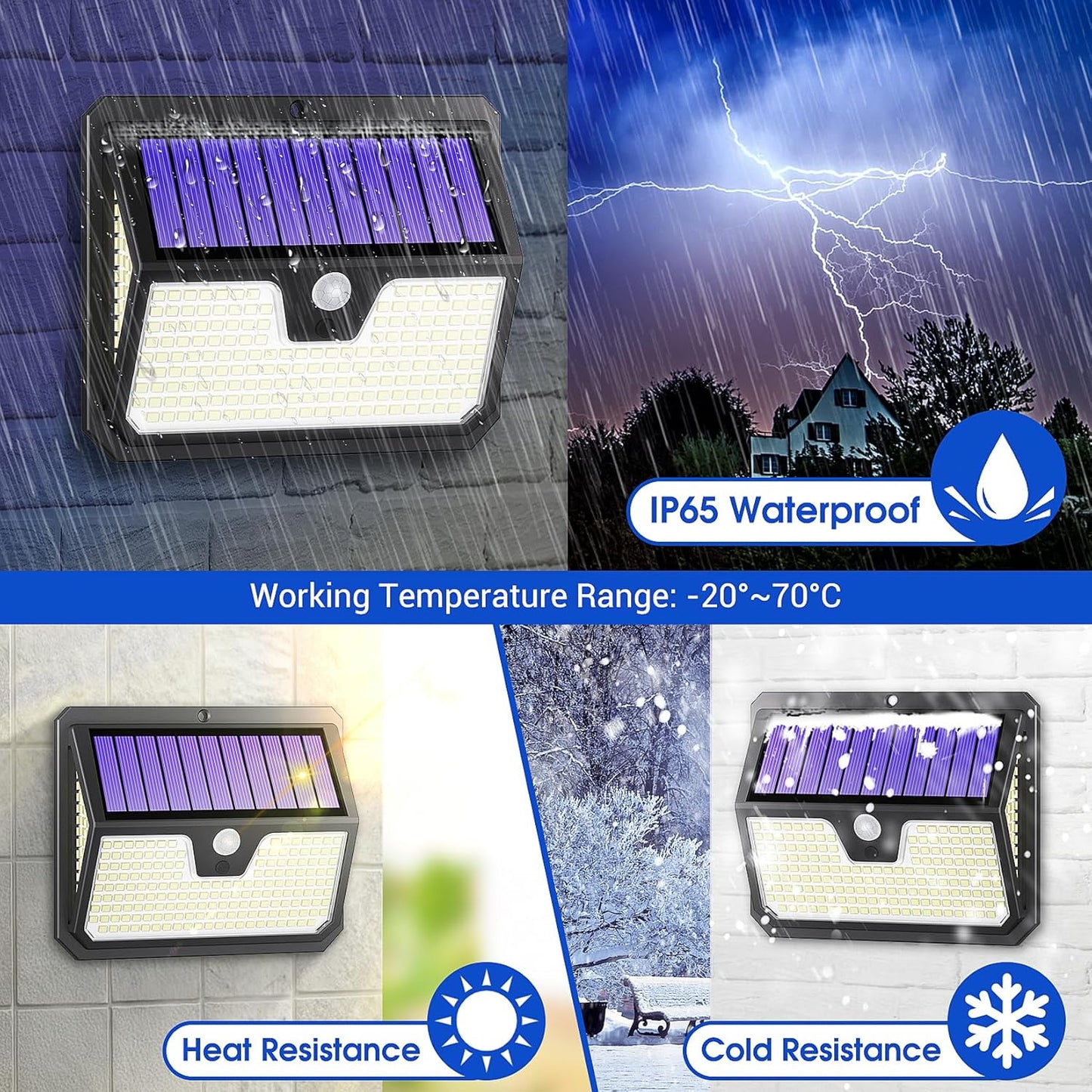 Outdoor Solar Lights, 238 LED Solar Security Lights and 3 Modes Motion Sensor 270° Wide Angle Solar Powered Lights IP65 Waterproof Solar Wall Light for Front Door, Yard, Garage, Garden (4 Pack) [Energy Class A+++]