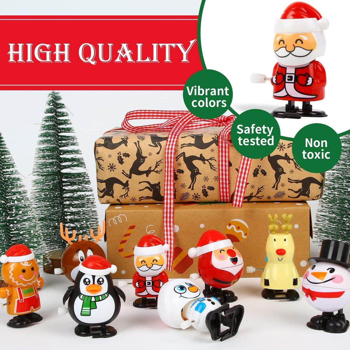 LOKIPA Christmas Wind Up Toys, 8 Pieces Assortments Christmas Clockwork Toys Xmas Stocking Stuffers for Kids Gifts