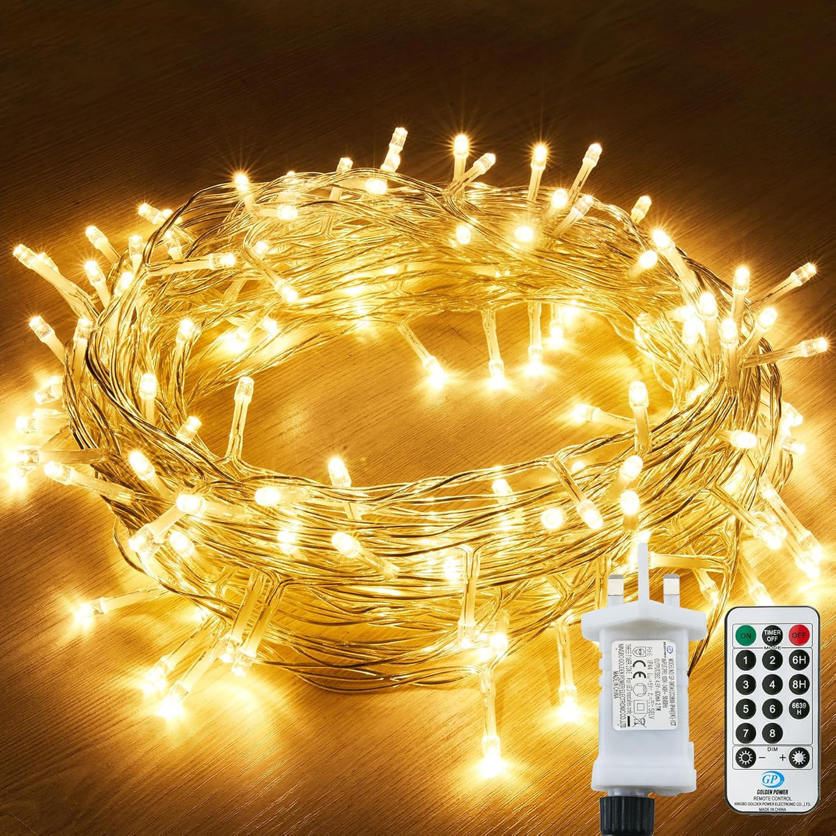 String Lights Mains Powered, 120 LED 12M/40Ft Fairy Lights Waterproof，with 8 Modes Remote Control Fairy Lights Indoor/Outdoor for Garden, Gazebo, Party, Wedding, Christmas Decorations (Warm White)