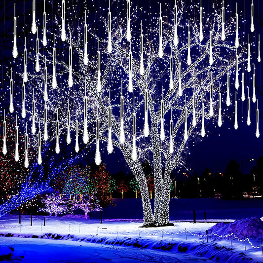 Kwaiffeo Outdoor Christmas Lights, Meteor Shower Lights Snow Falling Lights 12 inch 10 Tube Outside Christmas Lights for Xmas Tree Halloween Decorations Window Wedding Party, White…