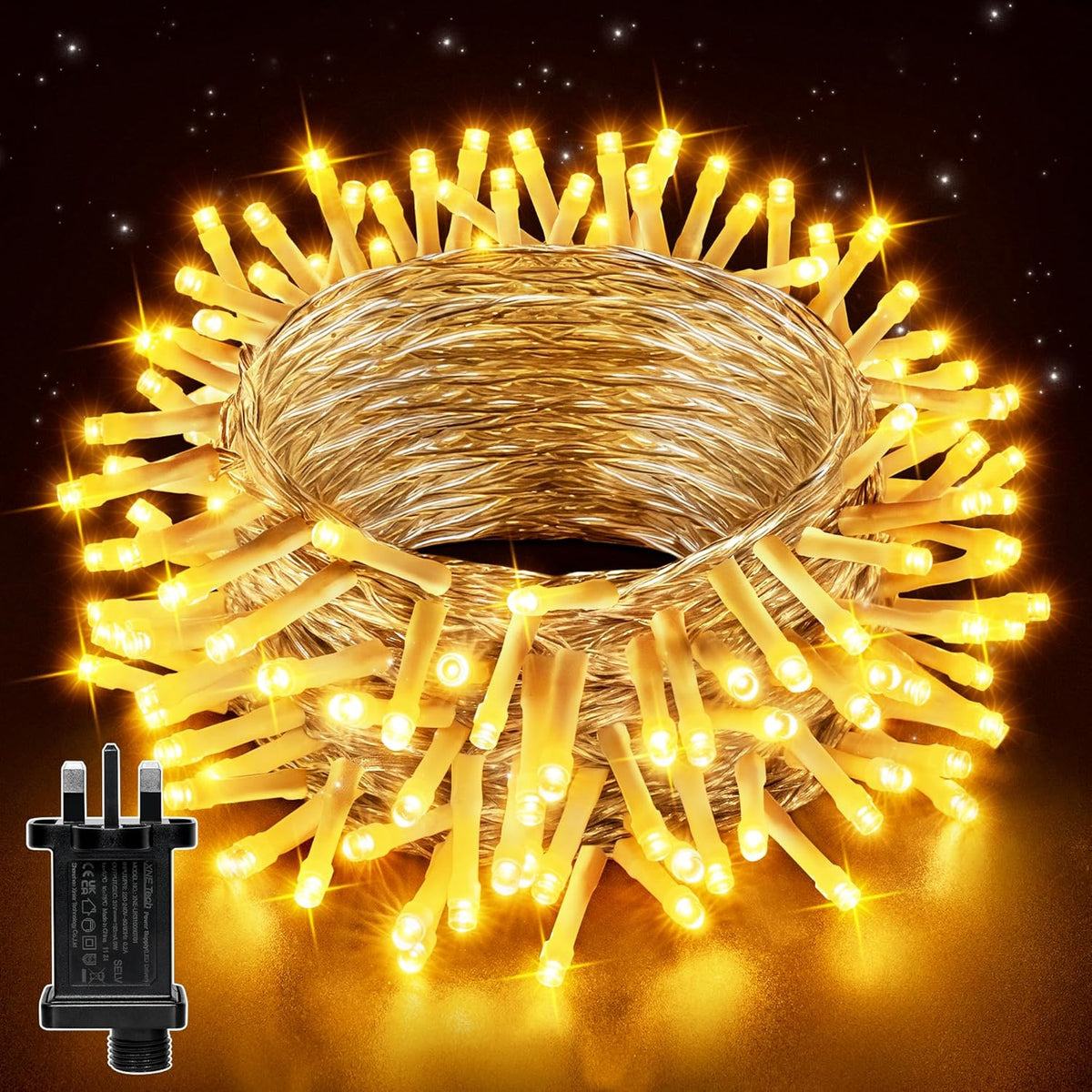 Hopexy Fairy Lights, 10m 100LEDs Fairy Lights Mains Powered, Outdoor Waterproof Fairy String Light with Plug, Bright Warm White Lighting Outside Indoor for Patio Garden Wedding Party Tree Decorations