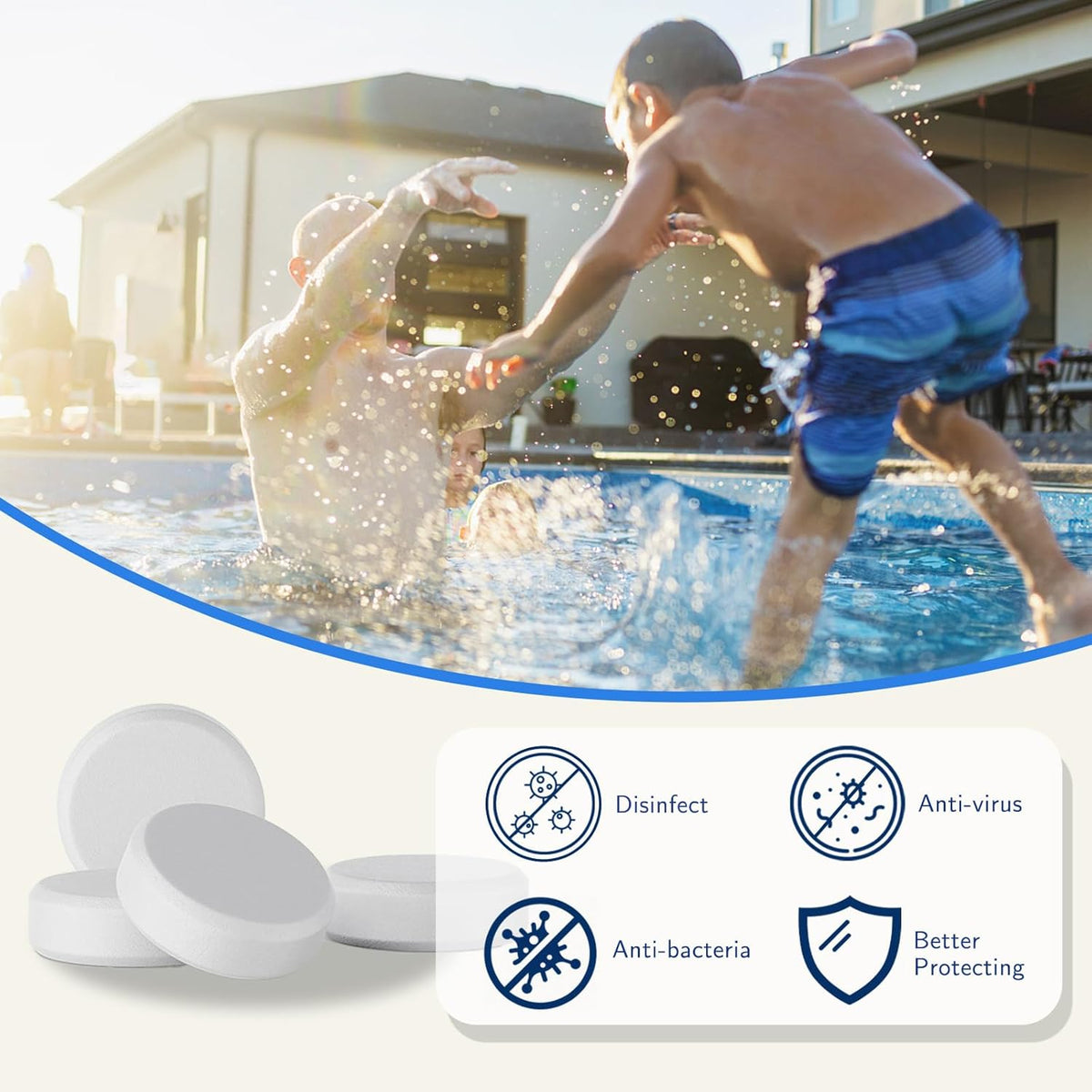 Chlorine Tablets for Hot Tub, 40 * 20g, 4-in-1 Dispenser