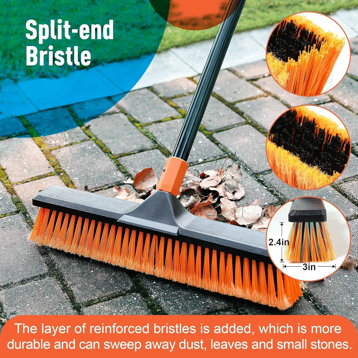 Garden Broom, Yard Brush Heavy Duty Outdoor 2-1 50&66in