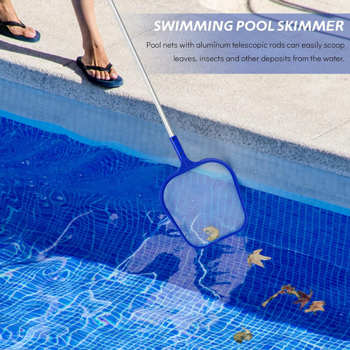 Jsdoin Pool Skimmer Net with 48″ Aluminium Telescopic Pole