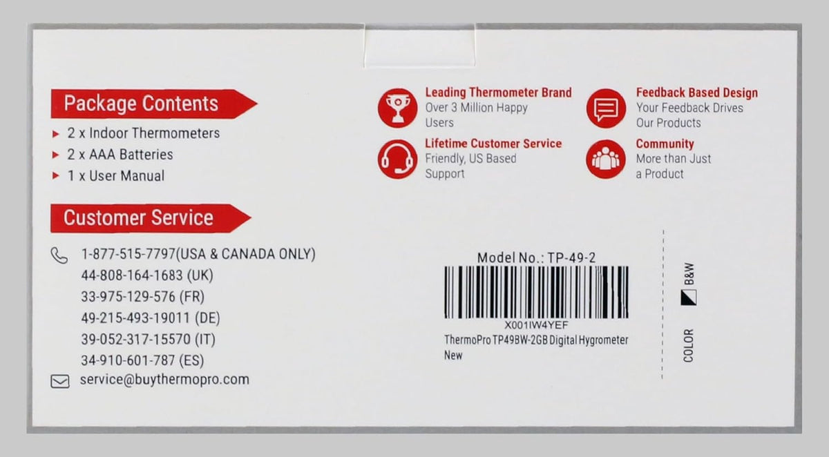 ThermoPro TP49-2 Digital Room Thermometer Indoor