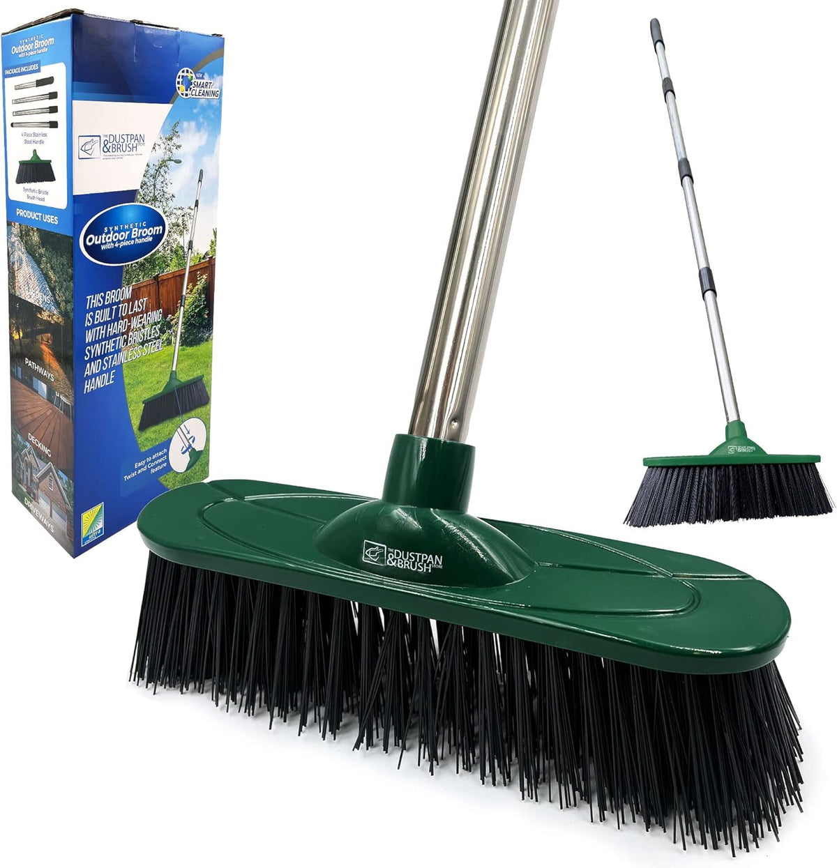 Yard Broom Outdoor Heavy Duty, 10” Garden Broom Synthetic